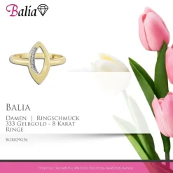 Balia Damen Ring Zirkonia Oval aus 333 Gelbgold Gr.56 BGR029G56