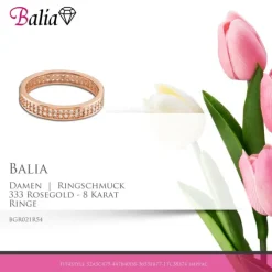 Balia Damen Ring Zirkonia zweireihig Rosegold Gr.54 BGR021R54