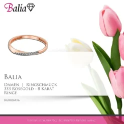 Balia Damen Ring Zirkonia aus 333 Rosegold Gr.56 BGR025R56 BGR026R56
