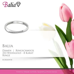 Balia Damen Ring Zirkonia aus 333 Weißgold Gr.58 BGR026W58