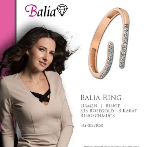 Balia Damen Ring Zirkonia Line aus 333 Rosegold Gr.60 BGR027R60