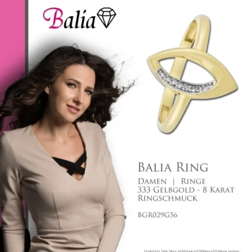 Balia Damen Ring Zirkonia Oval aus 333 Gelbgold Gr.56 BGR029G56