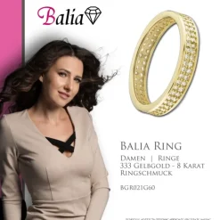 Balia Damen Ring Zirkonia zweireihig Gelbgold Gr.60 BGR021G60