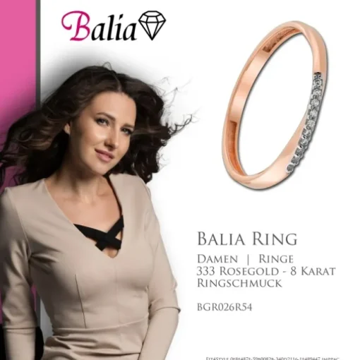 Balia Damen Ring Zirkonia aus 333 Rosegold Gr.54 BGR025R54 BGR026R54
