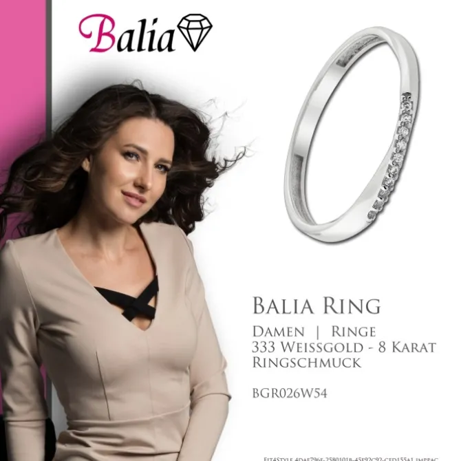 Balia Damen Ring Zirkonia aus 333 Weißgold Gr.54 BGR026W54