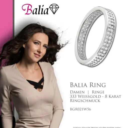 Balia Damen Ring Zirkonia zweireihig Weißgold Gr.56 BGR021W56