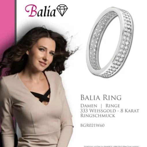 Balia Damen Ring Zirkonia zweireihig Weißgold Gr.60 BGR021W60