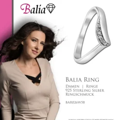Balia Damen Wave Ring aus 925 Silber Zirkonia weiß Gr.58 BAR026W58