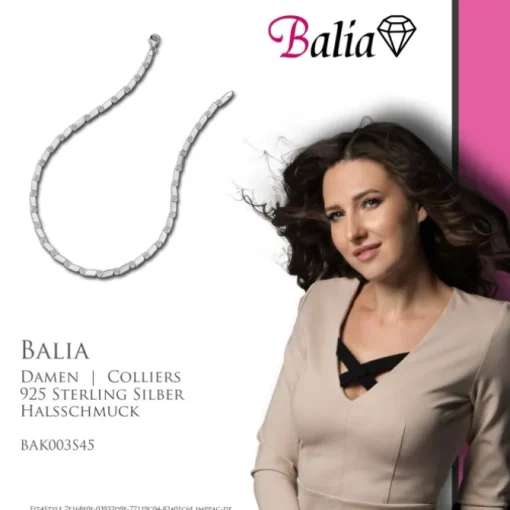 Balia Halskette für Damen matt-glanz aus 925 Silber 45cm BAK003S45