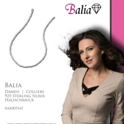 Balia Halskette für Damen matt-glanz aus 925 Silber 45.5cm BAK005S45