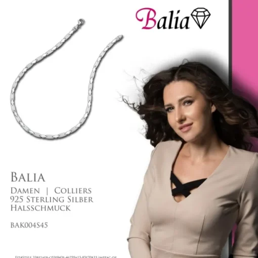 Balia Halskette für Damen matt-glanz aus 925 Silber 45cm BAK004S45