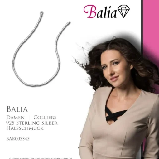 Balia Halskette für Damen matt-glanz aus 925 Silber 45.5cm BAK005S45