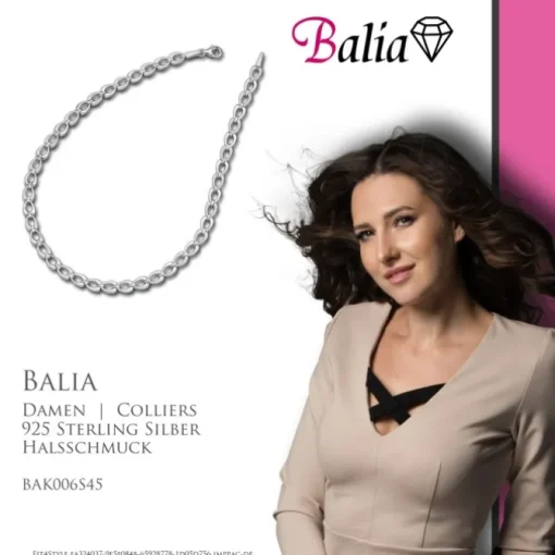 Balia Halskette für Damen matt-glanz aus 925 Silber 45cm BAK006S45