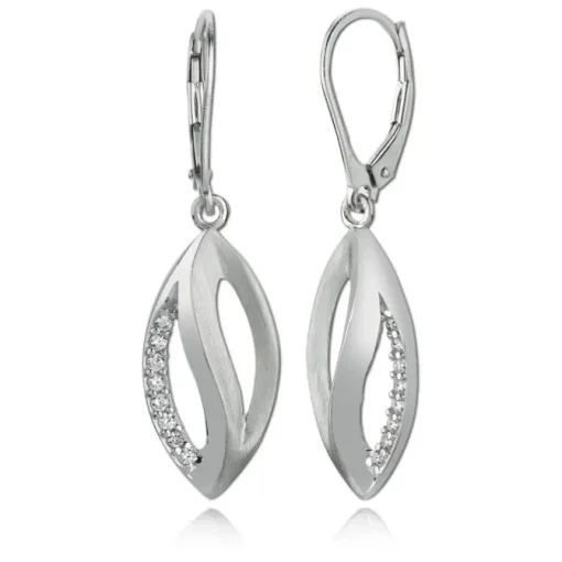 Balia Ohrhänger für Damen glanz matt Zirkonia 925er Silber BAO0029SW