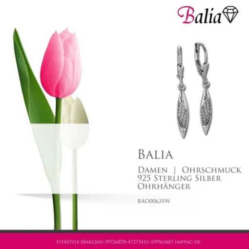 Balia Ohrhänger für Damen glanz Zirkonia 925er Silber BAO0063SW