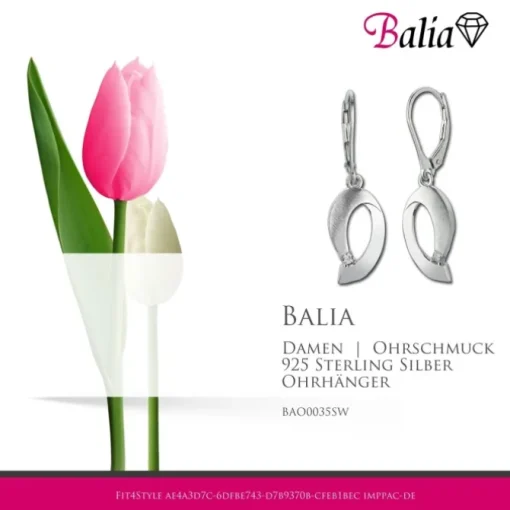 Balia Ohrhänger für Damen glanz matt Zirkonia 925er Silber BAO0035SW