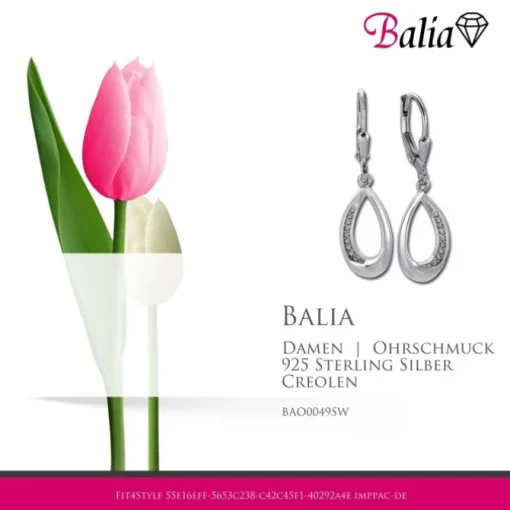 Balia Ohrhänger für Damen glanz Zirkonia 925er Silber BAO0049SW