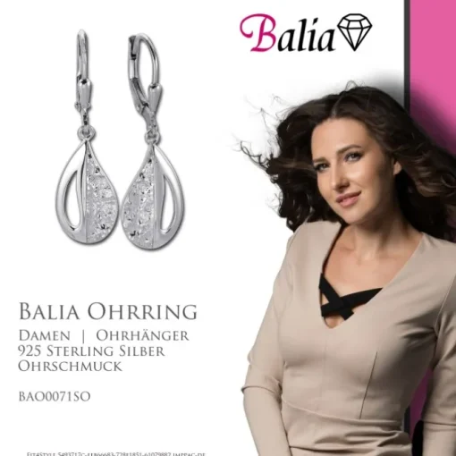Balia Ohrhänger für Damen gehämmert matt glanz 925er Silber BAO0071SO
