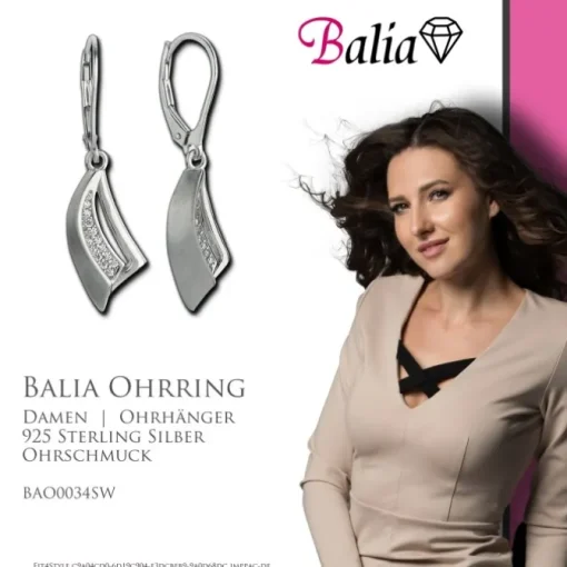 Balia Ohrhänger für Damen glanz matt Zirkonia 925er Silber BAO0034SW