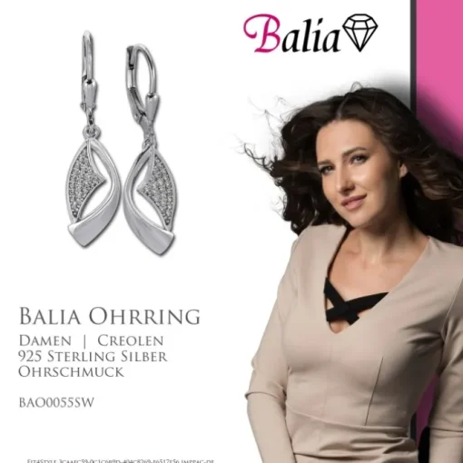 Balia Ohrhänger für Damen glanz Zirkonia 925er Silber BAO0055SW