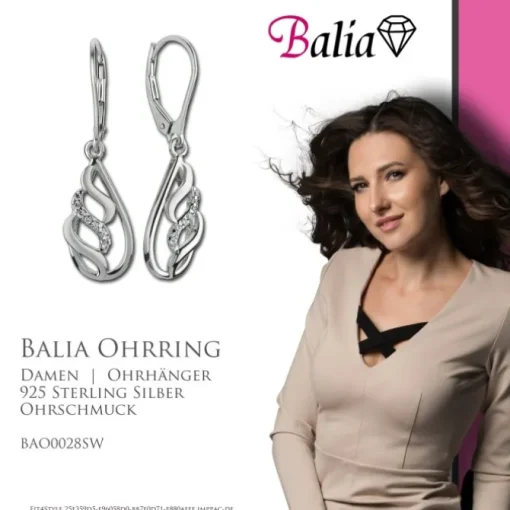 Balia Ohrhänger für Damen glanz Zirkonia 925er Silber BAO0028SW