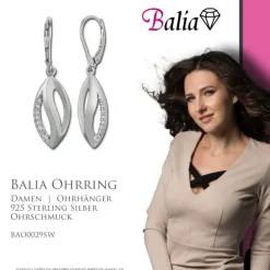 Balia Ohrhänger für Damen glanz matt Zirkonia 925er Silber BAO0029SW