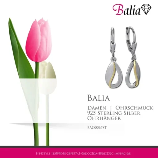 Balia Ohrhänger für Damen matt glanz Zirkonia 925er Silber BAO0065ST