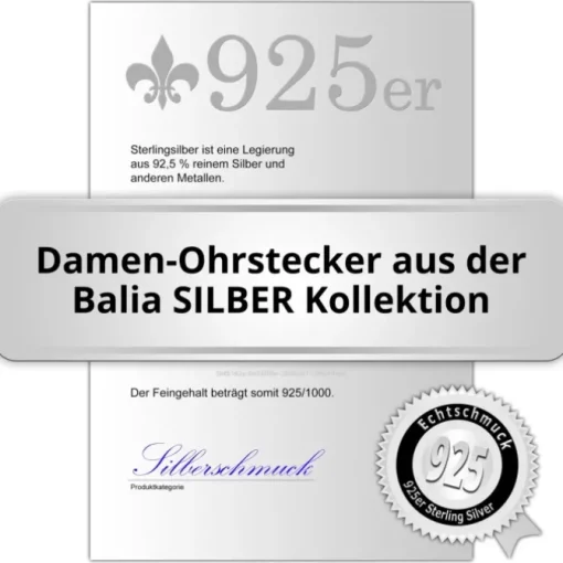 Balia Ohrstecker für Damen diamantiert aus 925er Sterling Silber BAO0090SO