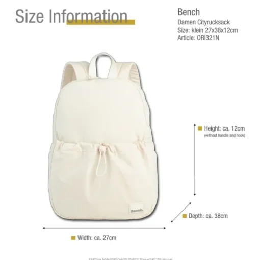 Bench Cityrucksack Nylon washed beige weiß ORI321N