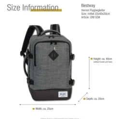 Bestway Flugbegleiter Businessrucksack Polyester Bordgepäck grau unisex ORI103K