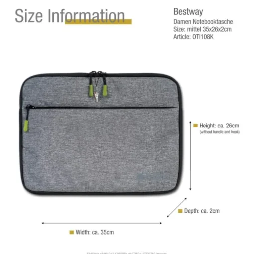 Bestway Laptop-Tasche 13 - 14 Zoll Polyester grau OTI108K