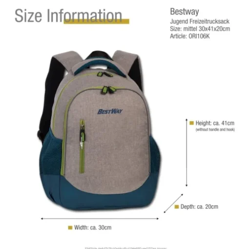 Bestway Schulrucksack Polyester grau ORI106K