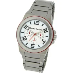 Bruno Banani Herren Uhr silber-rot Zelos Uhren Kollektion UBR21123