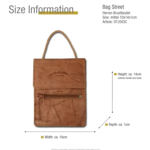 Brustbeutel Organizer Brusttasche Leder braun Bag Street OTJ503C