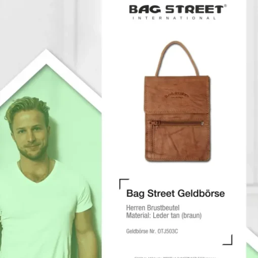 Brustbeutel Organizer Brusttasche Leder braun Bag Street OTJ503C