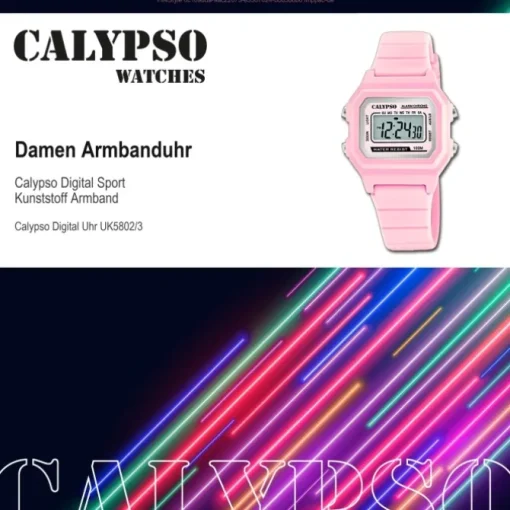 Calypso Damen Armbanduhr Sport K5802/3 Digital Kunststoff rosa UK5802/3