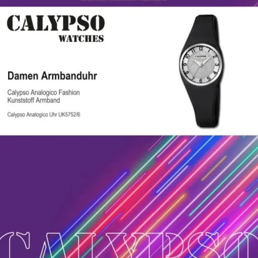Calypso Damen Armbanduhr Trendy K5752/6 Quarzwerk-Uhr PU schwarz UK5752/6