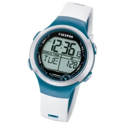 Calypso Damen Herren Armbanduhr K5799/1 Digital Kunststoff weiß blau UK5799/1