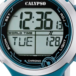 Calypso Damen Herren Armbanduhr K5799/1 Digital Kunststoff weiß blau UK5799/1
