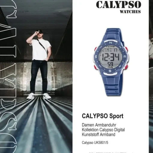Calypso Damen Herren Armbanduhr K5801/5 Digital Kunststoff dunkelblau UK5801/5