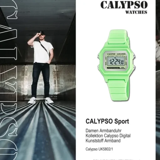 Calypso Damen Herren Armbanduhr K5802/1 Digital Kunststoff hellgrün UK5802/1