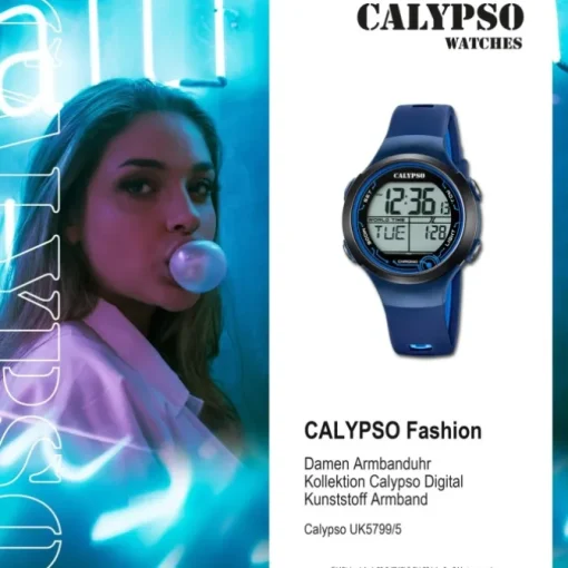 Calypso Damen Herren Armbanduhr K5799/5 Digital Kunststoff dunkelblau UK5799/5