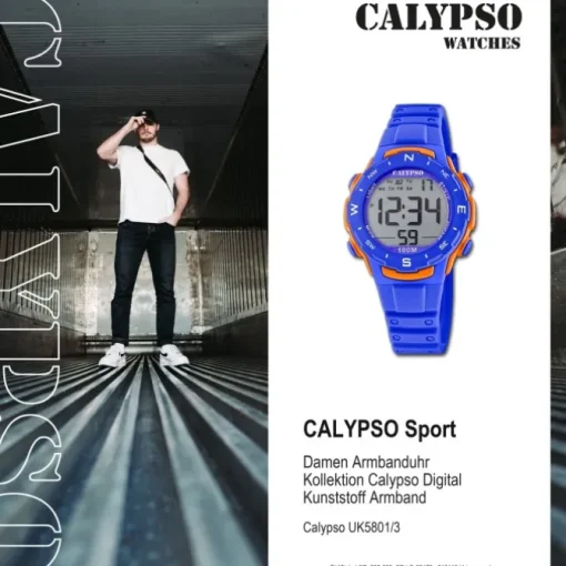 Calypso Damen Herren Armbanduhr Sport K5801/3 Digital Kunststoff blau UK5801/3