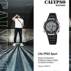 Calypso Damen Herren Armbanduhr K5801/6 Digital Kunststoff schwarz UK5801/6