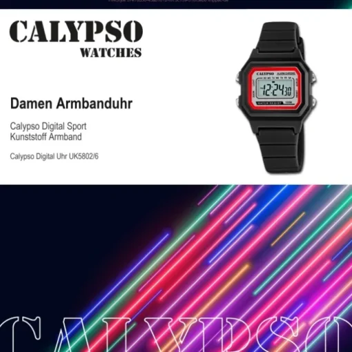 Calypso Damen Herren Armbanduhr K5802/6 Digital Kunststoff schwarz UK5802/6