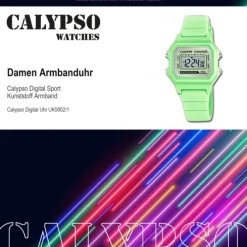 Calypso Damen Herren Armbanduhr K5802/1 Digital Kunststoff hellgrün UK5802/1