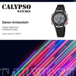 Calypso Damen Herren Armbanduhr K5801/6 Digital Kunststoff schwarz UK5801/6