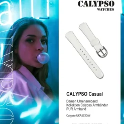 Calypso Damen Uhrenarmband 10mm PU-Band weiß für Calypso K5630 UKA5630/W