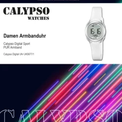 Calypso Damen-Armbanduhr Dame/Boy digital Quarz PU weiß UK5677/1
