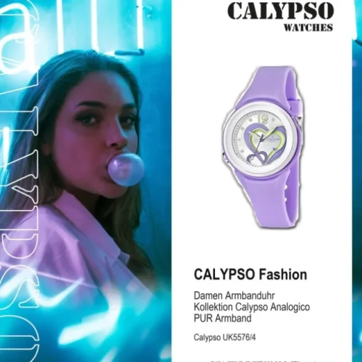 CALYPSO Damen-Armbanduhr Fashion analog Quarz-Uhr PU flieder UK5576/4